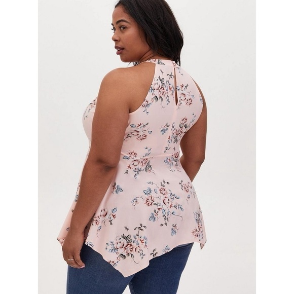 Torrid Babydoll Chablis Goddess Neck Tank - Floral Pink - Picture 2 of 6